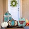 Set of 4 Fall Decorations for Home Outdoor Wood Porch Stands Pumpkin Decor Thanksgiving decorations Welcome Home Sign with Happy Fall Lettering for Front Door, Garden, and Patio (Classic Style)